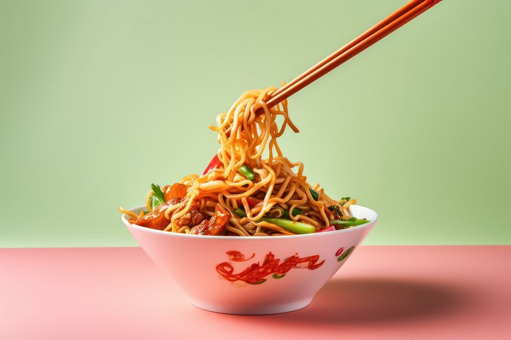 Chopsticks noodle food spaghetti. AI generated Image by rawpixel.