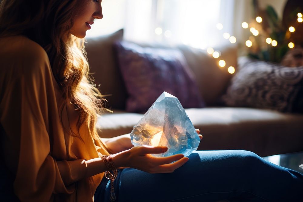 Crystal adult woman living room. 