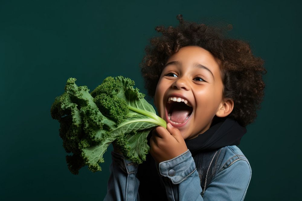 Laughing happy food kale. AI generated Image by rawpixel.