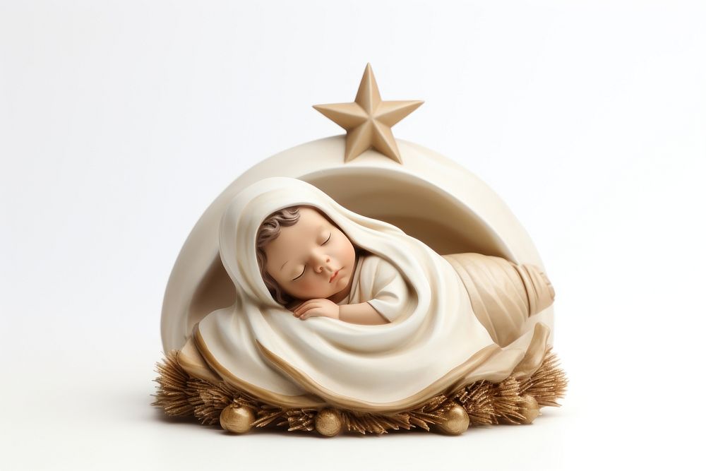 Baby white background representation nativity scene. AI generated Image by rawpixel.