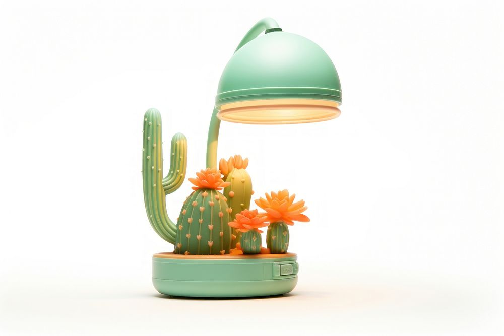Cactus lamp plant white background. AI generated Image by rawpixel.