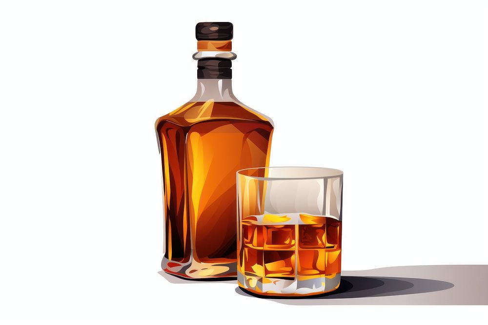 Bottle whiskey whisky glass. AI generated Image by rawpixel.