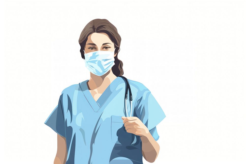 Adult nurse mask white background. AI generated Image by rawpixel.