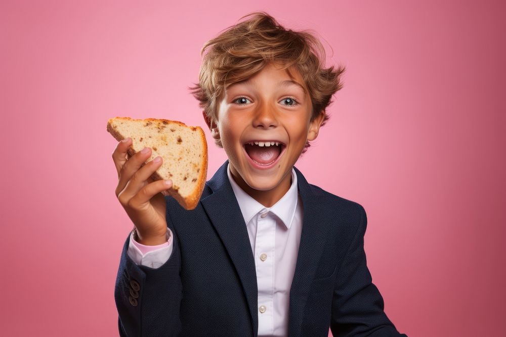 Portrait eating bread happy. AI generated Image by rawpixel.