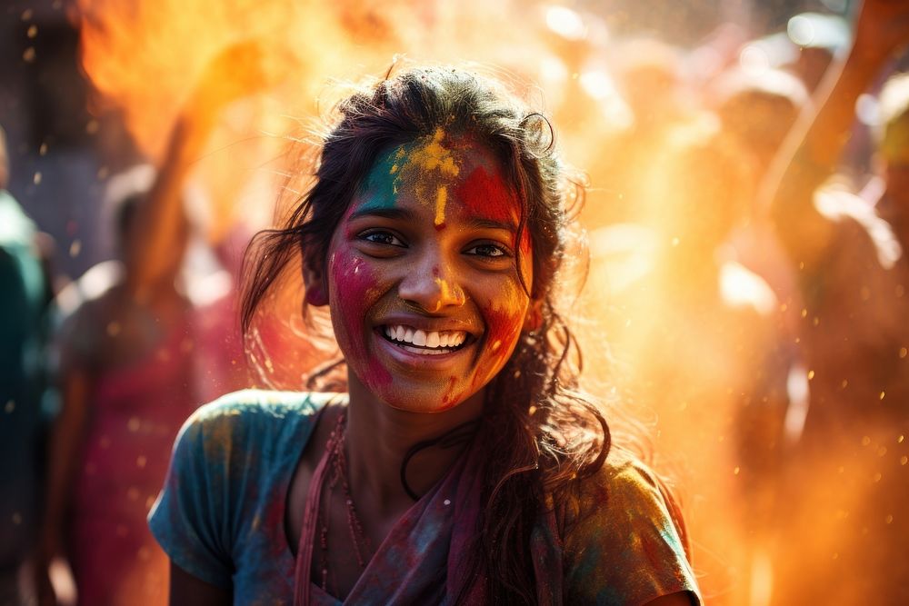 Festival holi portrait adult. AI generated Image by rawpixel.