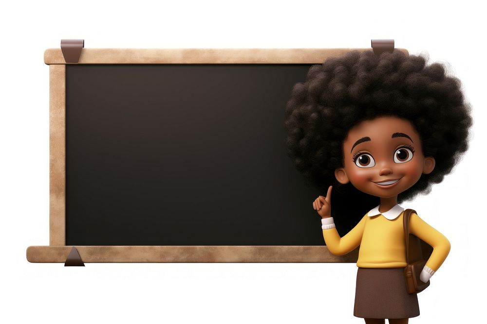 Blackboard doll cute white background. AI generated Image by rawpixel.
