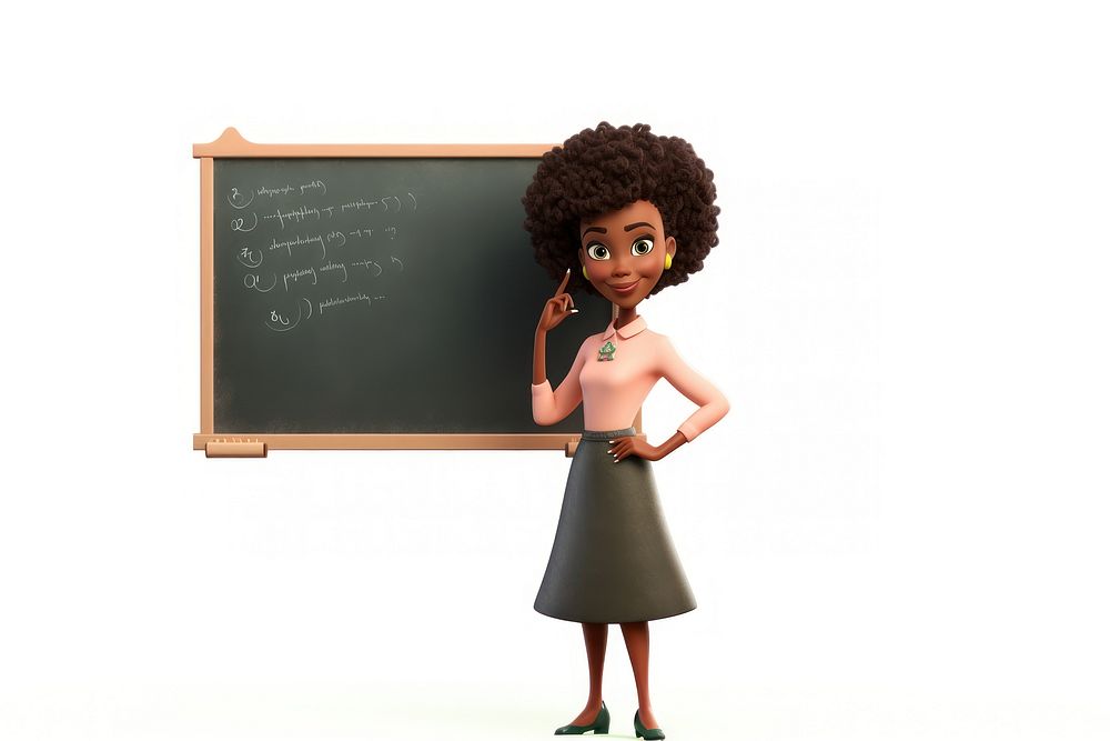 Blackboard standing female white background. AI generated Image by rawpixel.