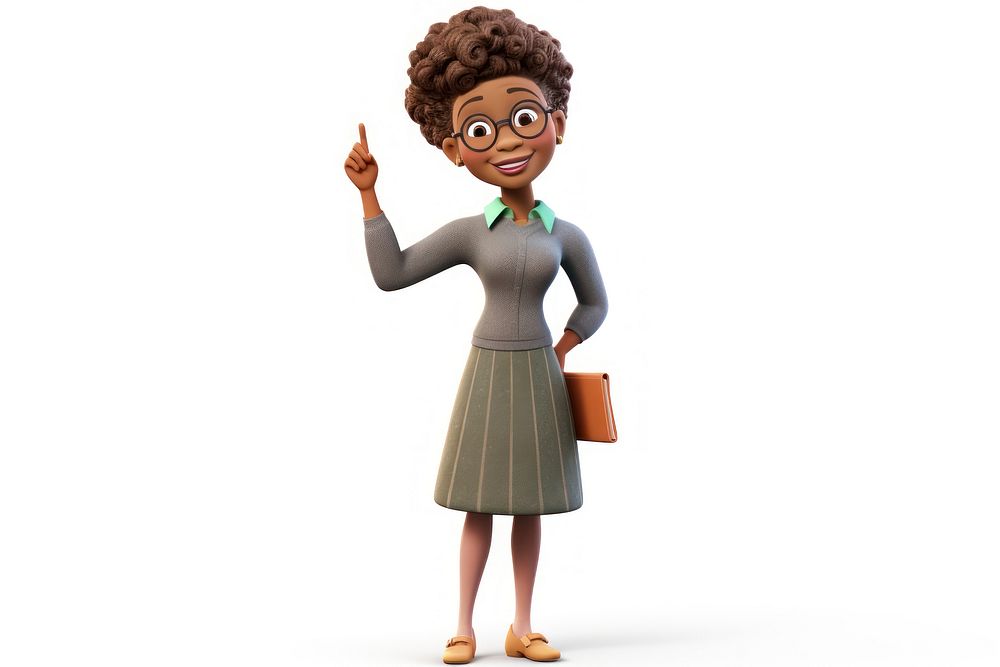 Standing cartoon female white background. AI generated Image by rawpixel.
