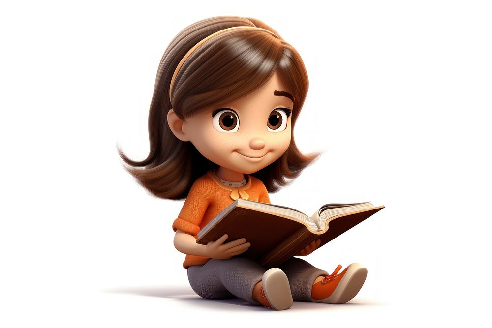 Reading cartoon book cute. AI generated Image by rawpixel.