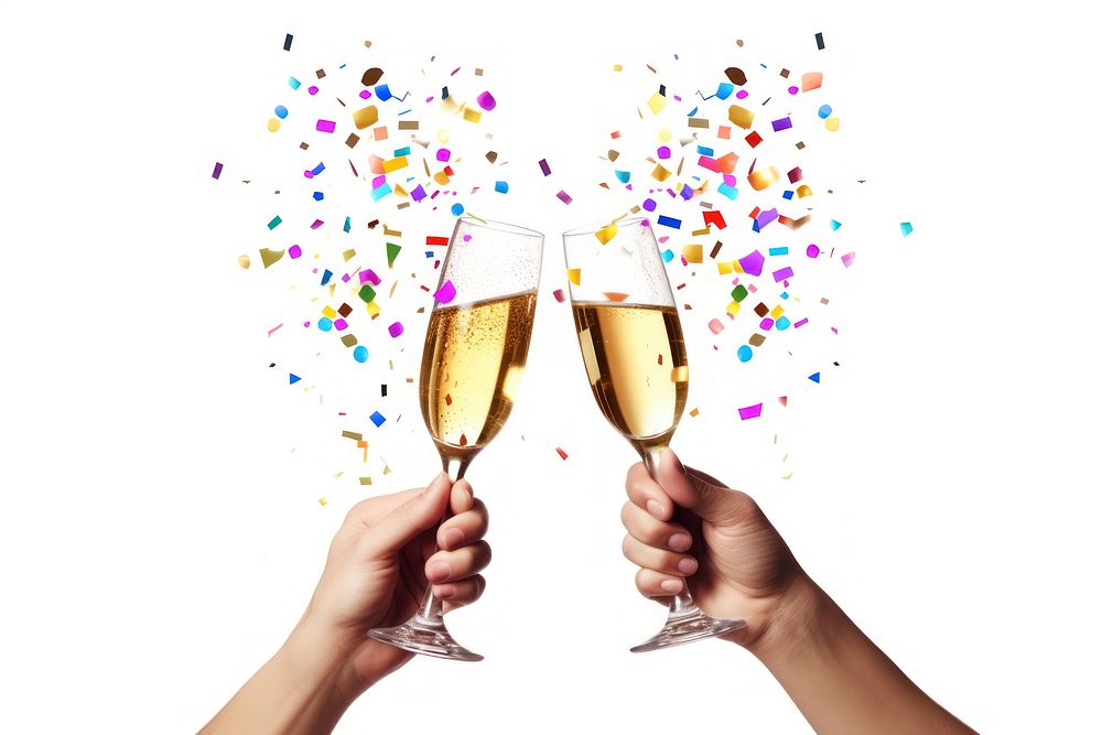 Confetti glass champagne holding. AI generated Image by rawpixel.