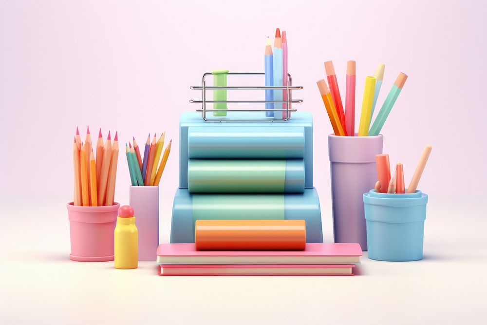 Pencil table paintbrush creativity. AI generated Image by rawpixel.