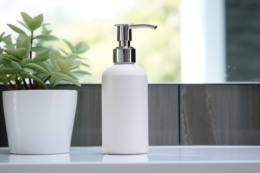 Bottle cosmetics bathroom plant. AI generated Image by rawpixel.