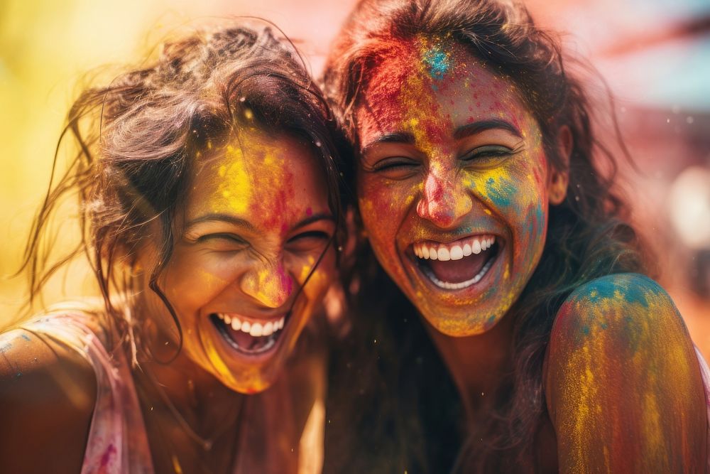 Festival holi laughing smile. AI generated Image by rawpixel.