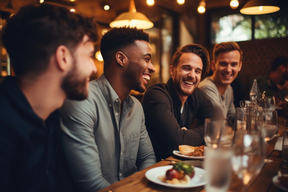 Restaurant laughing dinner party. AI generated Image by rawpixel.