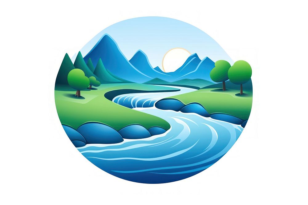 Nature river tranquility landscape. AI generated Image by rawpixel.