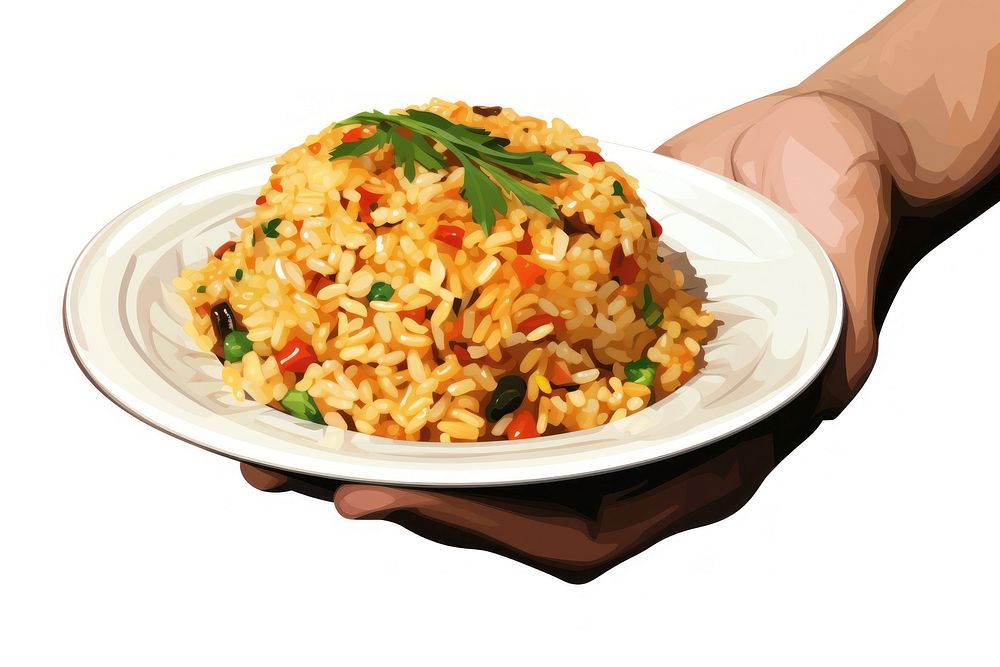 Rice plate food hand. AI generated Image by rawpixel.