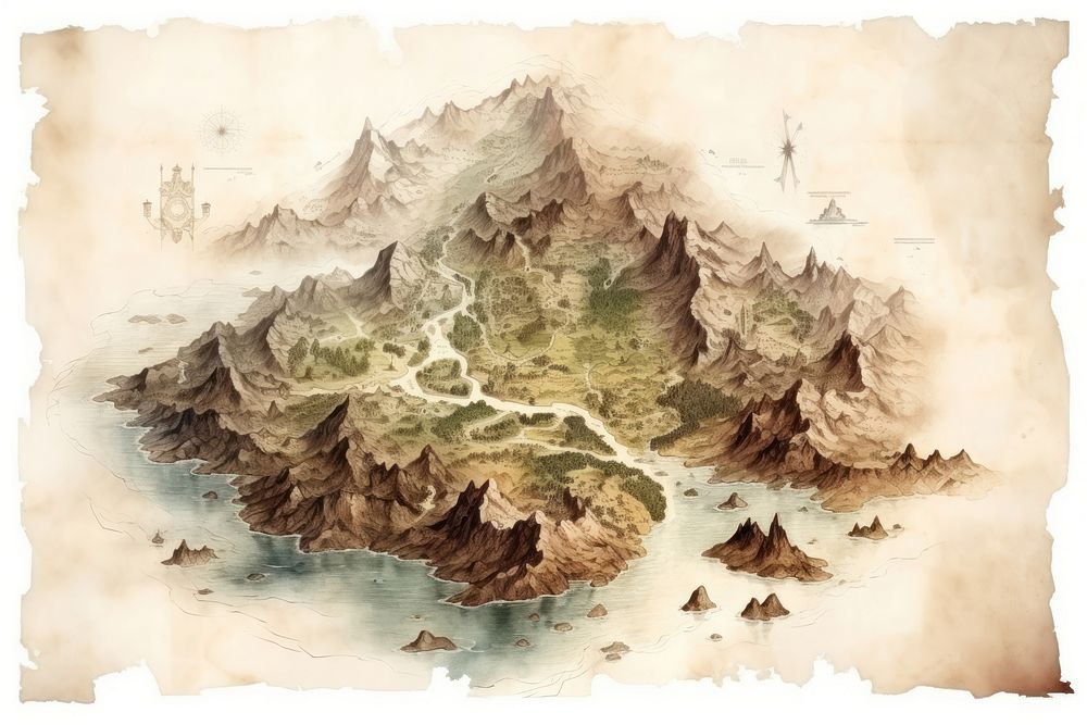 Painting map outdoors nature. AI generated Image by rawpixel.