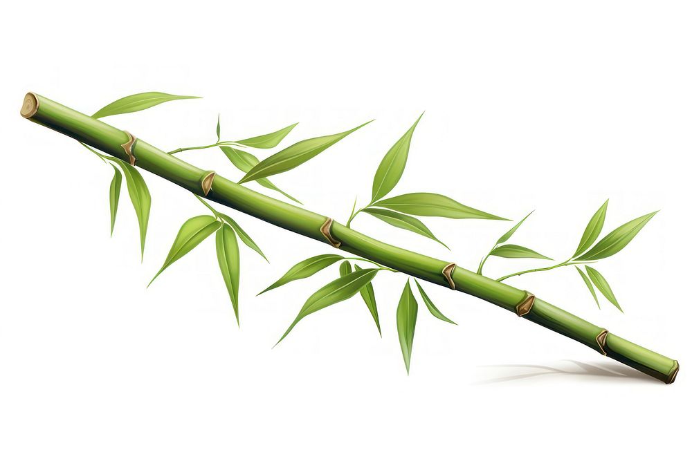 Bamboo branch plant white background.