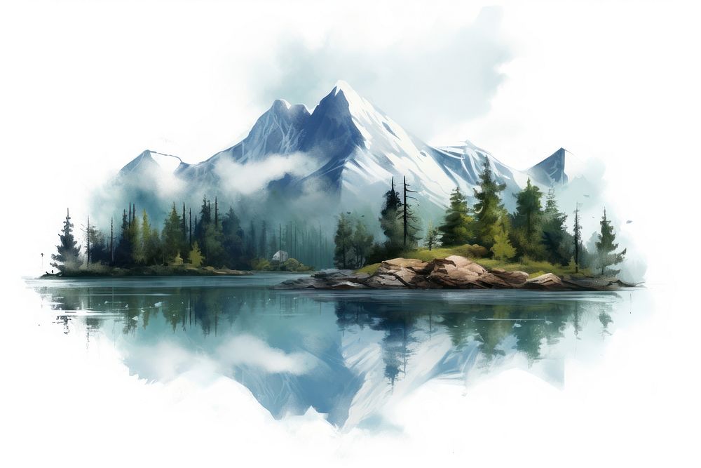 Lake landscape mountain outdoors. AI | Premium Photo Illustration ...