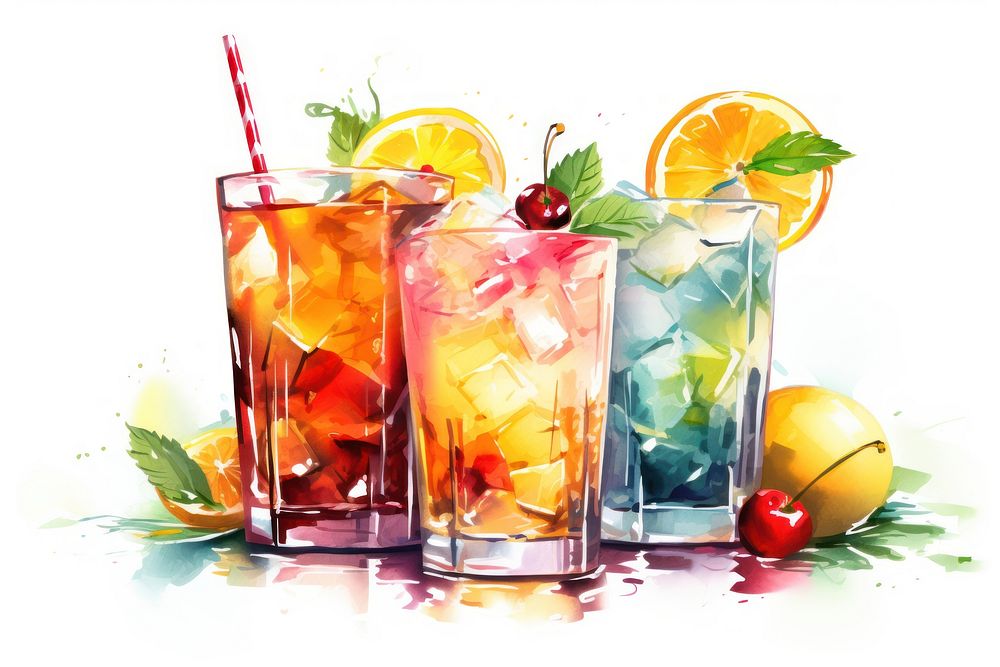 Cocktail painting mojito summer. AI generated Image by rawpixel.