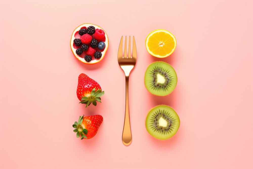 Fruit fork strawberry raspberry. AI generated Image by rawpixel.