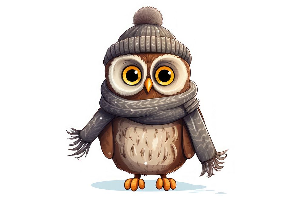 Winter cartoon animal bird. AI generated Image by rawpixel.