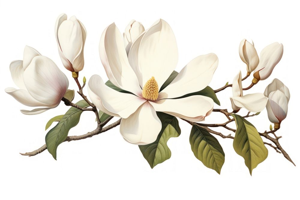 Magnolia blossom flower plant. AI generated Image by rawpixel.