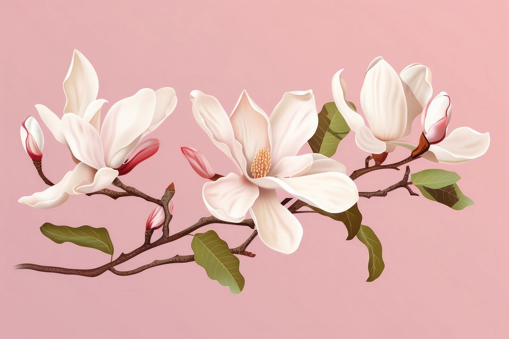 Magnolia blossom flower petal. AI generated Image by rawpixel.