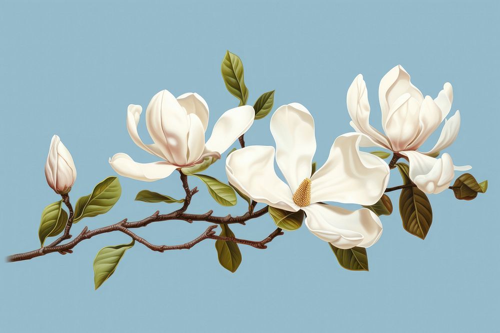 Magnolia blossom flower plant. 