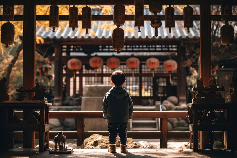 Architecture building shrine boy. AI generated Image by rawpixel.