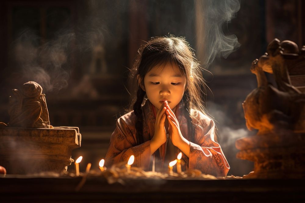Incense candle child smoke. AI generated Image by rawpixel.