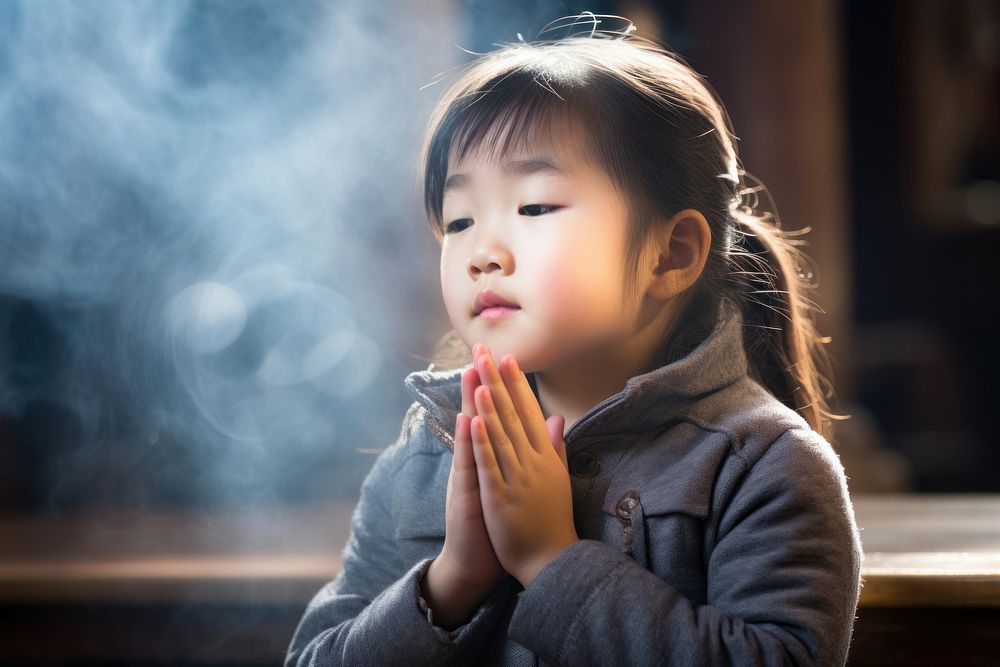 Child girl contemplation spirituality. AI generated Image by rawpixel.