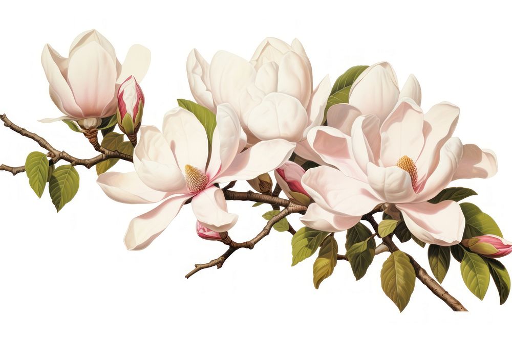 Magnolia blossom flower plant. AI generated Image by rawpixel.
