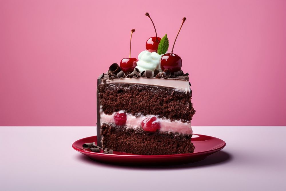 Cake dessert cherry cream. AI generated Image by rawpixel.