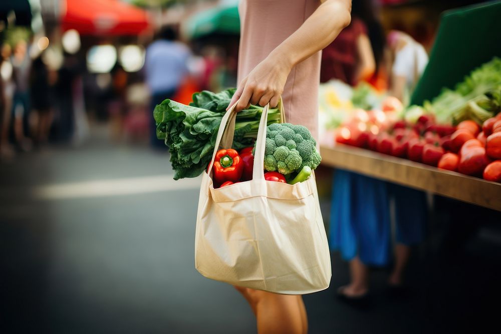 Market bag vegetable handbag. AI generated Image by rawpixel.