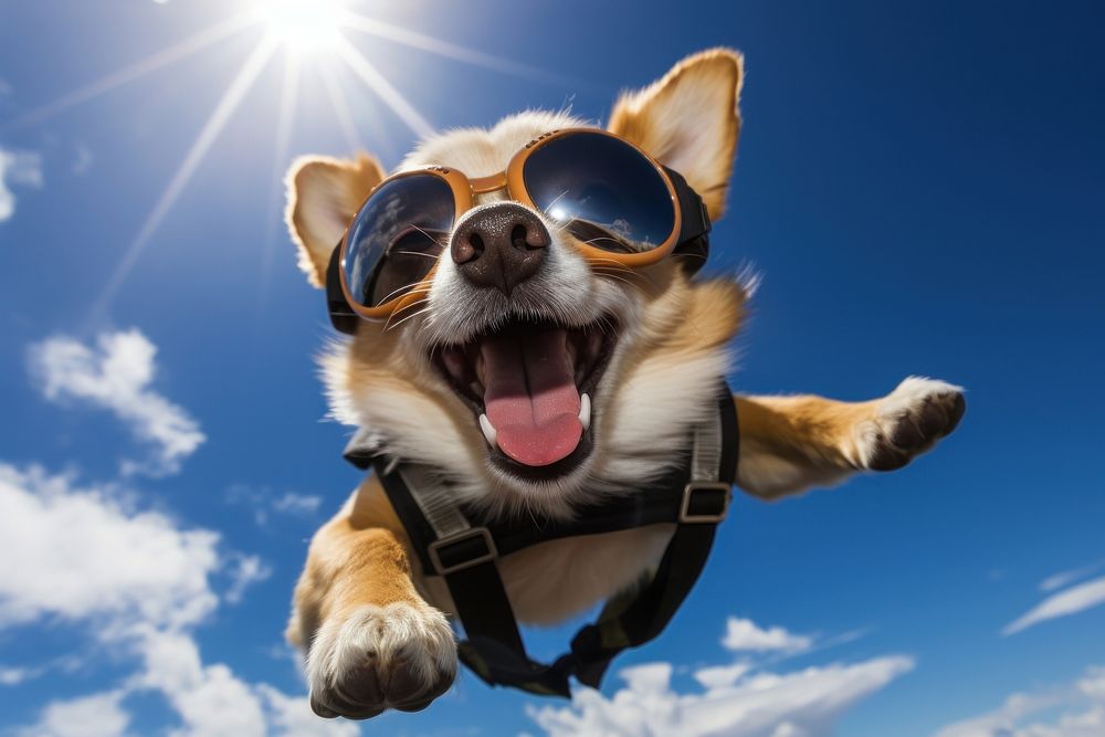 Sunglasses dog sky outdoors. AI generated Image by rawpixel.
