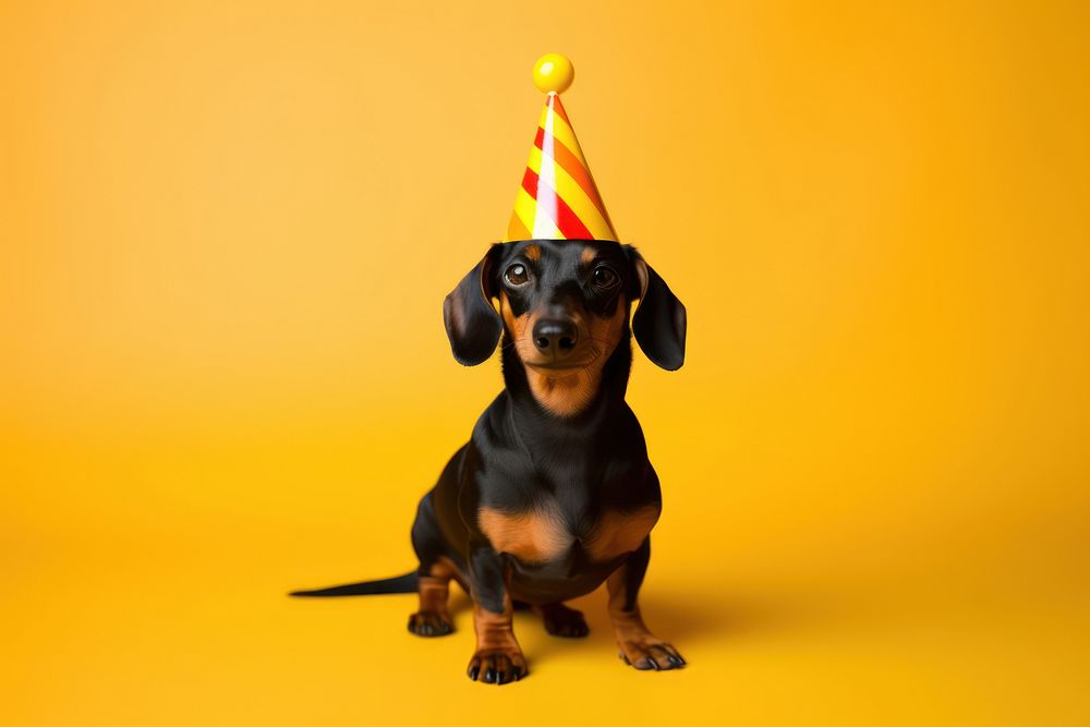 Dachshund birthday portrait animal. AI generated Image by rawpixel.