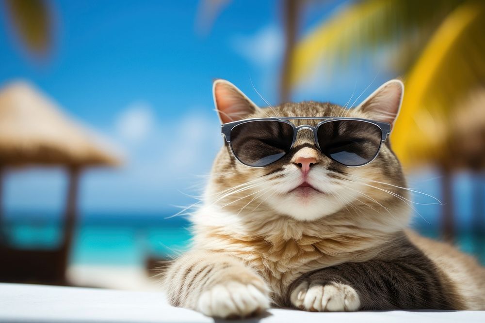 Sunglasses vacation animal mammal. AI generated Image by rawpixel.