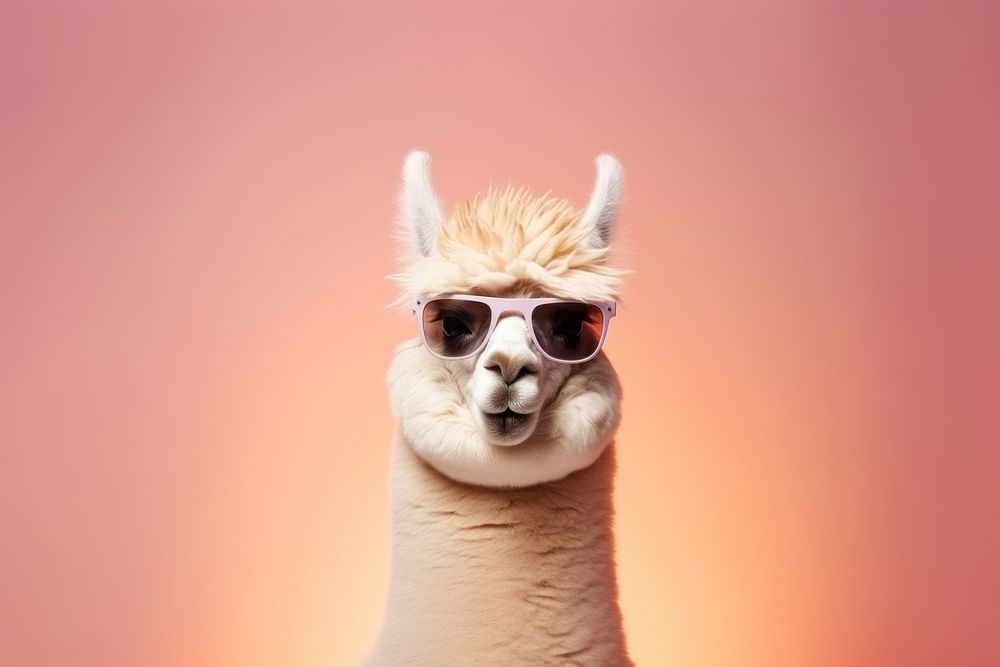 Sunglasses alpaca mammal animal. 