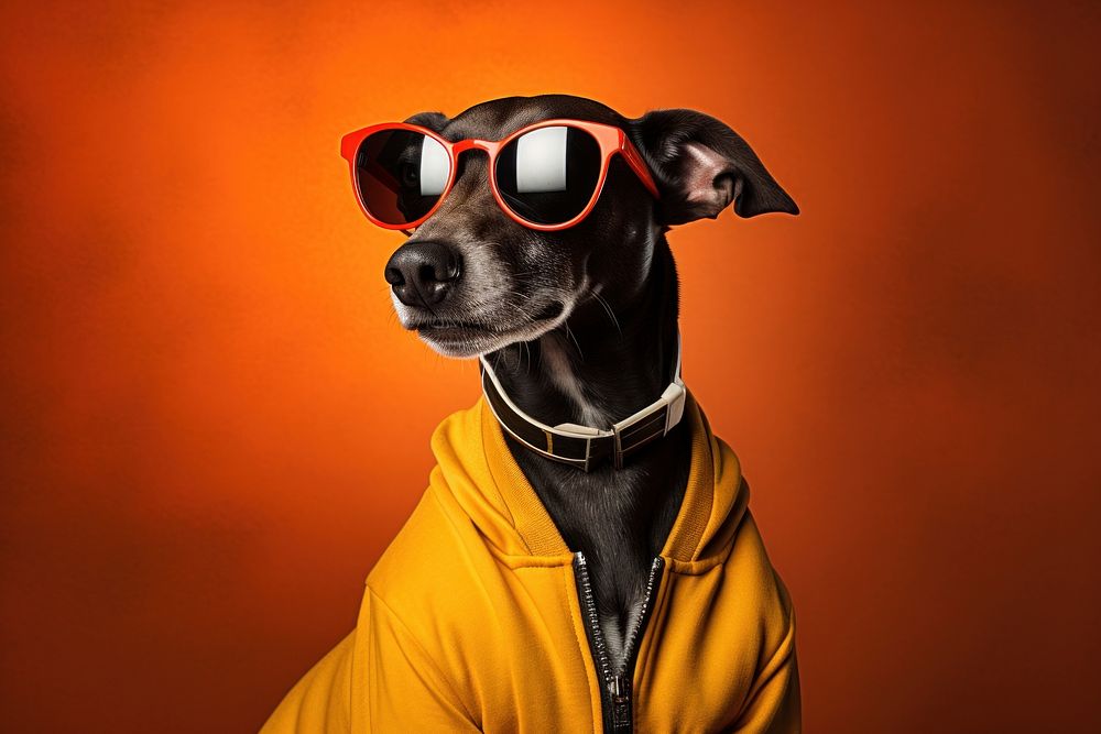 Sunglasses greyhound portrait mammal. 