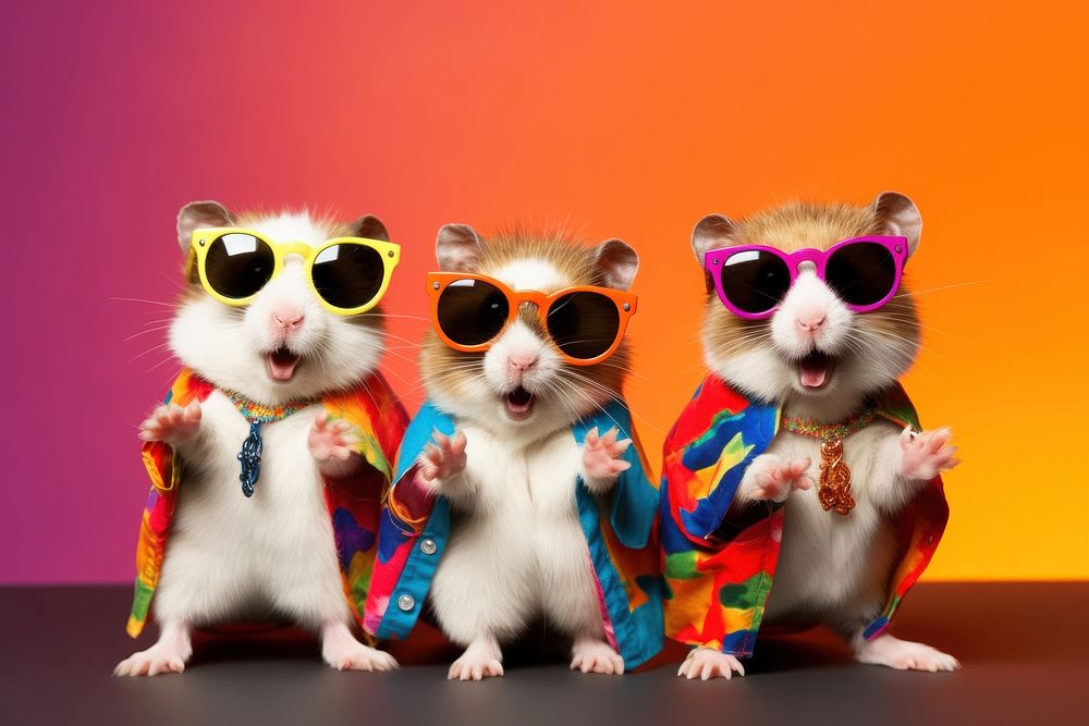 Sunglasses hamster animal mammal. AI generated Image by rawpixel.