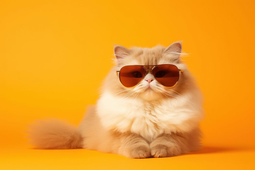 Sunglasses mammal animal pet. AI generated Image by rawpixel.