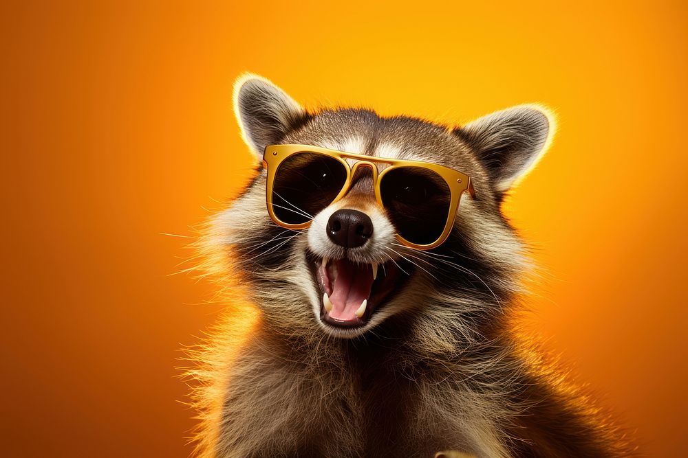 Sunglasses raccoon mammal animal. 