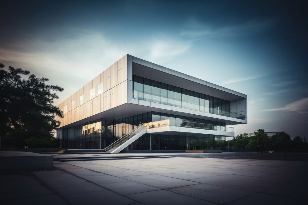 Architecture building headquarters reflection.