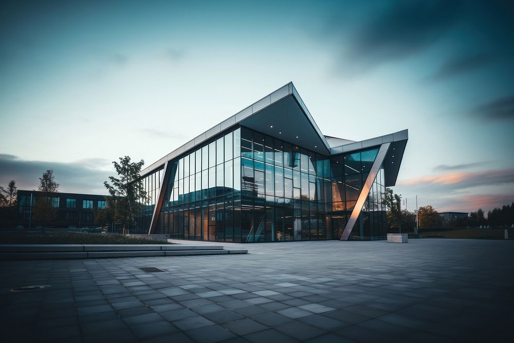 Architecture building headquarters reflection.