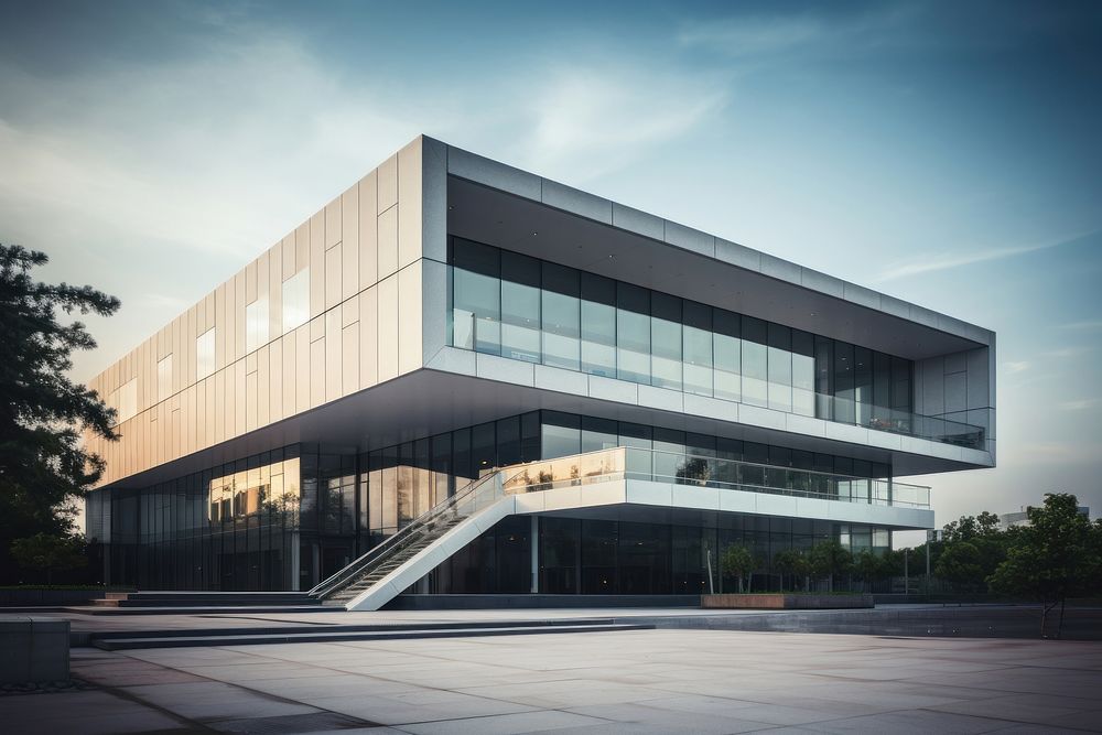 Architecture building headquarters reflection.