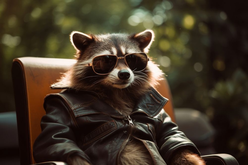 Raccoon sunglasses animal mammal. AI generated Image by rawpixel.