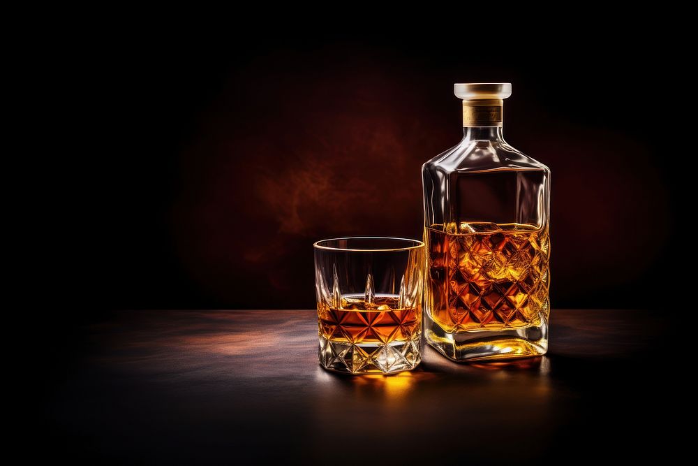 Bottle glass whiskey. AI generated Image by rawpixel.