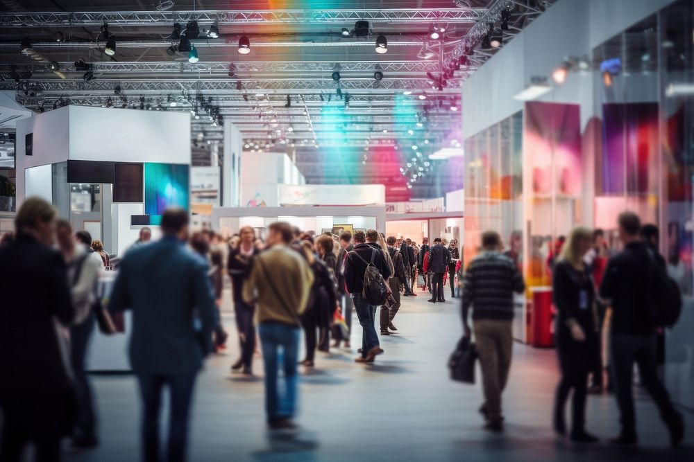 People walking in exhibition hall. AI generated Image by rawpixel.