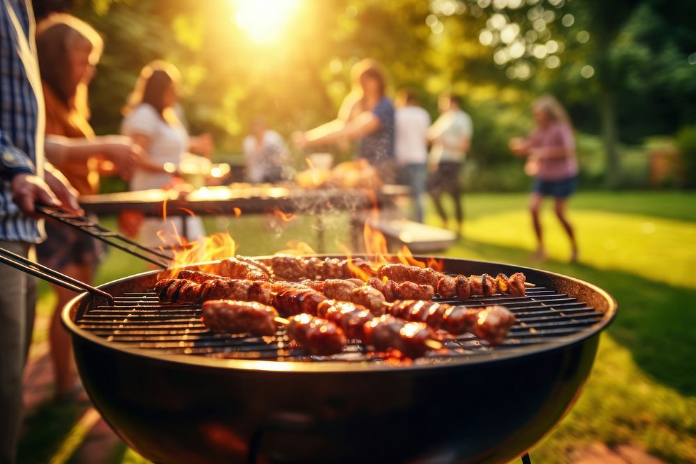 Grilling cooking adult party. 